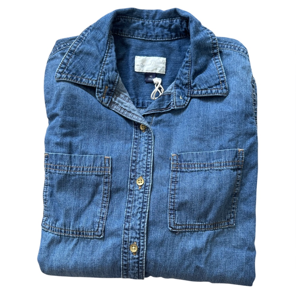Universal Thread Classic Denim Button Down Shirt - image 4